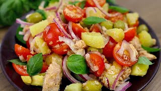 Ich könnte diesen Salat jeden Tag essen Einfacher und leckerer Kartoffelsalat mit Thunfisch [upl. by Poll646]