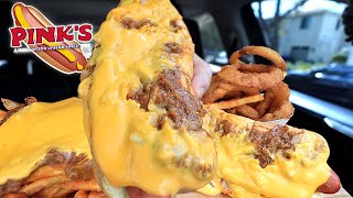 MUKBANG EATING PINKS CHILLI CHEESE DOG CHILLI CHEESE FRIES ONION RINGS ASMR [upl. by Cyril]