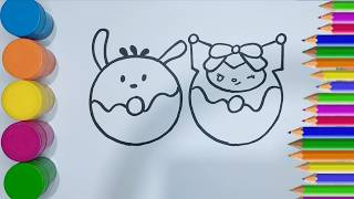 Do You Like Sanrio Easy Draw and Color Donuts Pochacco and Donuts Kuromi Mudah Menggambar Sanrio [upl. by Yelssew]