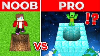 JJ And Mikey NOOB vs PRO BUILT TOWERS With A HOLE OF 1000000 BLOCKS in Minecraft Maizen [upl. by Tedric]