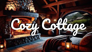 THE COZIEST COTTAGE NIGHT YOU’VE EVER SEEN  CRACKLING FIRE SOFT RAIN amp PEACEFUL VILLAGE SOUNDS [upl. by Quickel]