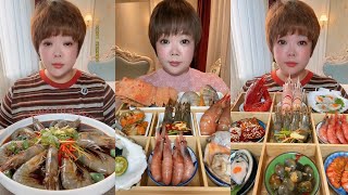 Seafood 175Peony shrimp 🦐🦐🦐 Crab 🦀 oyster 🦪 Big lobster 🦞 Seafood 🦞🦞 mukbang seafood eating [upl. by Aiciram]