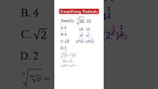 Simplifying Radicals with Square Roots  Cube Roots and Fourth Roots shorts [upl. by Otsirave236]