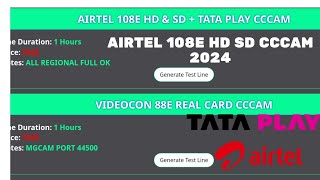 AIRTEL 108E amp TATA PLAY 83E  D2H 88E ORIGNAL CCCAM CLINE 2024 [upl. by Madge222]