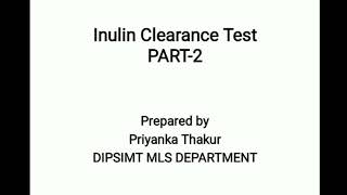 Inulin clearance testClearance test for renal function Part2BSc 5 Clinical biochemistry [upl. by Anayet]