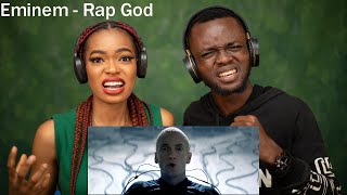 OUR FIRST TIME HEARING Eminem  Rap God REACTION😱 [upl. by Nilac]