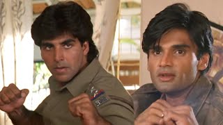 शराफत से अपने आप को कानून के हवाले कर दो  Akshay Kumar  Suniel Shetty  Mohra 1993 Hindi Movie [upl. by Anileh]