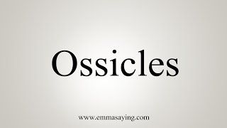 How To Say Ossicles [upl. by Medea]