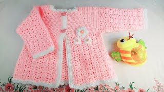 Chaquetita chambrita chompa abrigo o saquito a crochet para bebe de 3 a 6 meses [upl. by Ettevets]