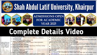 Shah Abdul Latif University Khairpur Admission 2025  SALU Khairpur Admission 2025  SALU Past Paper [upl. by Cleasta]