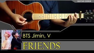 BTS Jimin V  FRIENDS  guitar cover lyrics chord [upl. by Hallette]