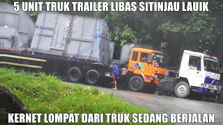 Kernet Lompat Dari Truk Sedang Berjalan 5 Unit Truk Trailer Pendatang Baru Libas Sitinjau Lauik [upl. by Ronica]