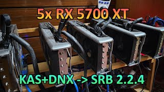 5x RX 5700 XT  Dual KaspaDynex Hashrate TRM 0109  SRB 224 [upl. by Eiramllij767]