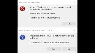 Virtualized Intel VT x EPT is not supported VMware does not support nested virtualization [upl. by Nicolette748]