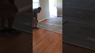 Installing durock WOOD TILE FLOORING wood tile flooring installation homeimprovement [upl. by Deonne825]