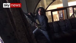 Boy films frenzied Islamic State fighters in Mosul [upl. by Eibbob412]