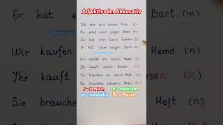 Deklination der Adjektive Akkusativ deutsch deutschlernen adjective german learngerman shorts [upl. by Jaynes]