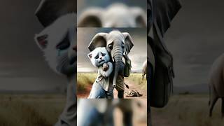 😺😿White cat and elephant 🐘cats aicat funny shortvideo family short [upl. by Idyak]