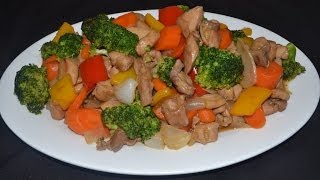 Receta de pollo con brocoli Una deliciosa comida China [upl. by Euqinmod]