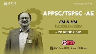 APPSC AE CE  Expected Questions from FM amp HM by PV Reddy Sir  ACE Online Live [upl. by Robyn593]