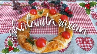 🎄Ghirlanda natalizia di pasta sfoglia ripiena con spinaci e ricotta  antipasto di Natale⛄ [upl. by Inittirb]