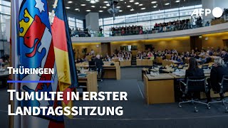 Thüringen Tumulte in erster Landtagssitzung  Unterbrechung bis Samstag  AFP [upl. by Braca]