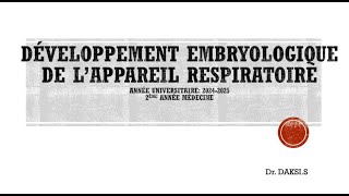 histologie  Le développement embryonnaire de lappareil respiratoire [upl. by Ferriter206]