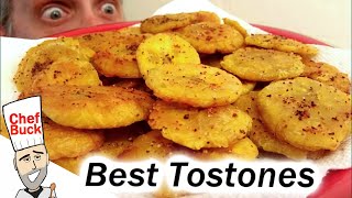 Fried Green Plantains  Best Tostones Recipe [upl. by Aikcin]