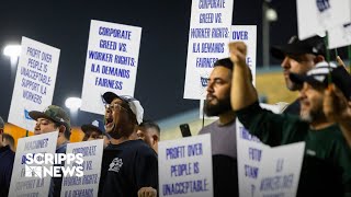 US dockworkers hit the picket line strike to impact prices of everyday goods [upl. by Patty]