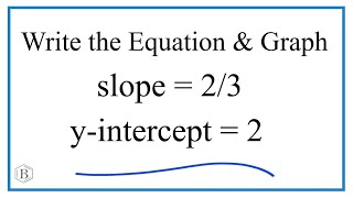 Graph and write the equation of a line with a slope of 23 and a yintercept of 2 [upl. by Cyna856]