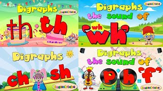 Digraphs Mix  Thth wh chsh ph 4 videos [upl. by Amilah]