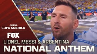 Lionel Messi Argentina sing national anthem before Copa América final [upl. by Ellehcirt]