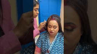 Sokal 11tay bride sajte boslo🥹 viral bongbride bengali bengalimakeup vlog [upl. by Drawe]