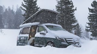 Car Camping CAUGHT IN A SNOW BLIZZARD  Austrian Alps 1800m above sea Winter Van Life ASMR [upl. by Stefano]