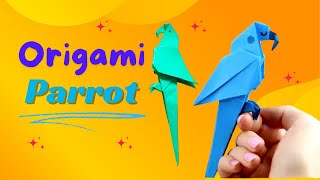 origami paper craft  origami paper parrot easy  origamicraft origamitutorial [upl. by Osbert241]