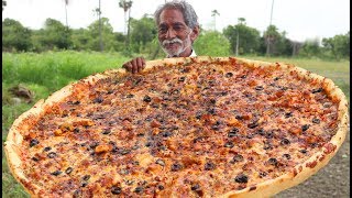 Cheese Pizza Recipe  Giant Paneer Cheese Pizza  Veg Pizza without Oven by Grandpa [upl. by Binnie]