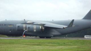 C17 Globemaster Landing and Reverse Thrust Action [upl. by Anitsud]