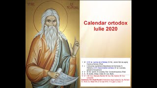 Calendar ortodox Calendar ortodox pentru luna Iulie 2020 [upl. by Lokin390]