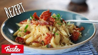 Gebratene Spätzle mit Sauerkraut und knusprigem Bacon [upl. by Ayimat]