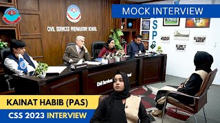 CSS 2023 Mock Interview  Kainat Habib PAS Star of CSPs Academy Islamabad [upl. by Sonnnie]