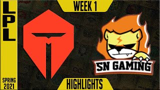 Top Esports vs Suning Highlights Game 1  LPL Spring 2021 Week 1 Day 1  TOP vs SN G1 [upl. by Eeliab]