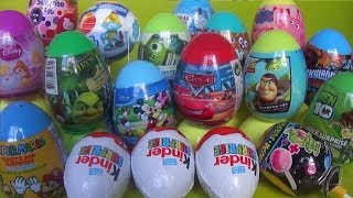 18 surprise eggs mockey mouse peppa pig kinder surpise [upl. by Yelsgnik]