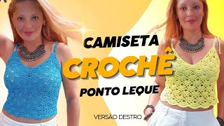 Camiseta de crochê  Ponto leque  Versão Destro [upl. by Alisia]