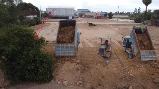 Land Filling Process By Dump Truck Unloading Land And Mini Dozer BD2J Pushing EP409 [upl. by Joline]