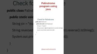 palindrome program using java 🌟😍💯 youtubeshort short shortsviral [upl. by Vasiliu]