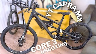 YT Industries Capra MX Core 3 Unboxing Fox Suspension [upl. by Latham]