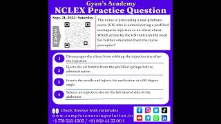 NCLEX Practice Questions Sep 21 2024 nursingexam nursingtest studentnurses nclex injection [upl. by Stephie]