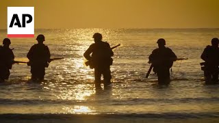 Reenactment held on Normandy beach on 80th anniversary of DDay [upl. by Holofernes262]