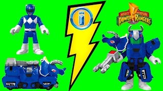 IMAGINEXT MIGHTY MORPHIN POWER RANGERS TOYS BLUE RANGER BATTLE ARMOR WITH BATMAN WHITE RANGER [upl. by Delbert956]