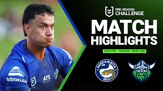 NRL PreSeason 2024  Eels v Raiders  Match Highlights [upl. by Harmonie]